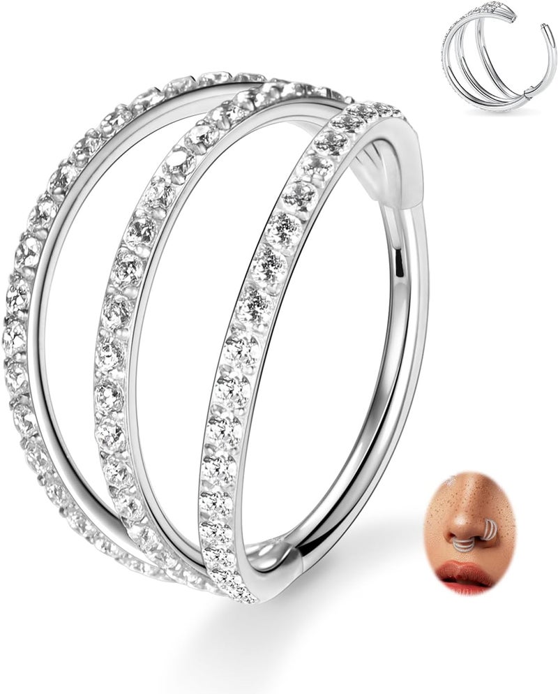 FUNLMO Store 316L Surgical Steel Nose Hoop Septum Conch Piercing Jewelry Cartilage Daith Helix Tragus Rook Lobe Earring Triple/Double Nose Lip Ring 20G 18G 16G - Image 1